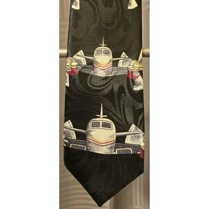 Steven Harris Novelty Airplane Aeroplane Black Neck Tie 58" L - 4"‎ W Polyester